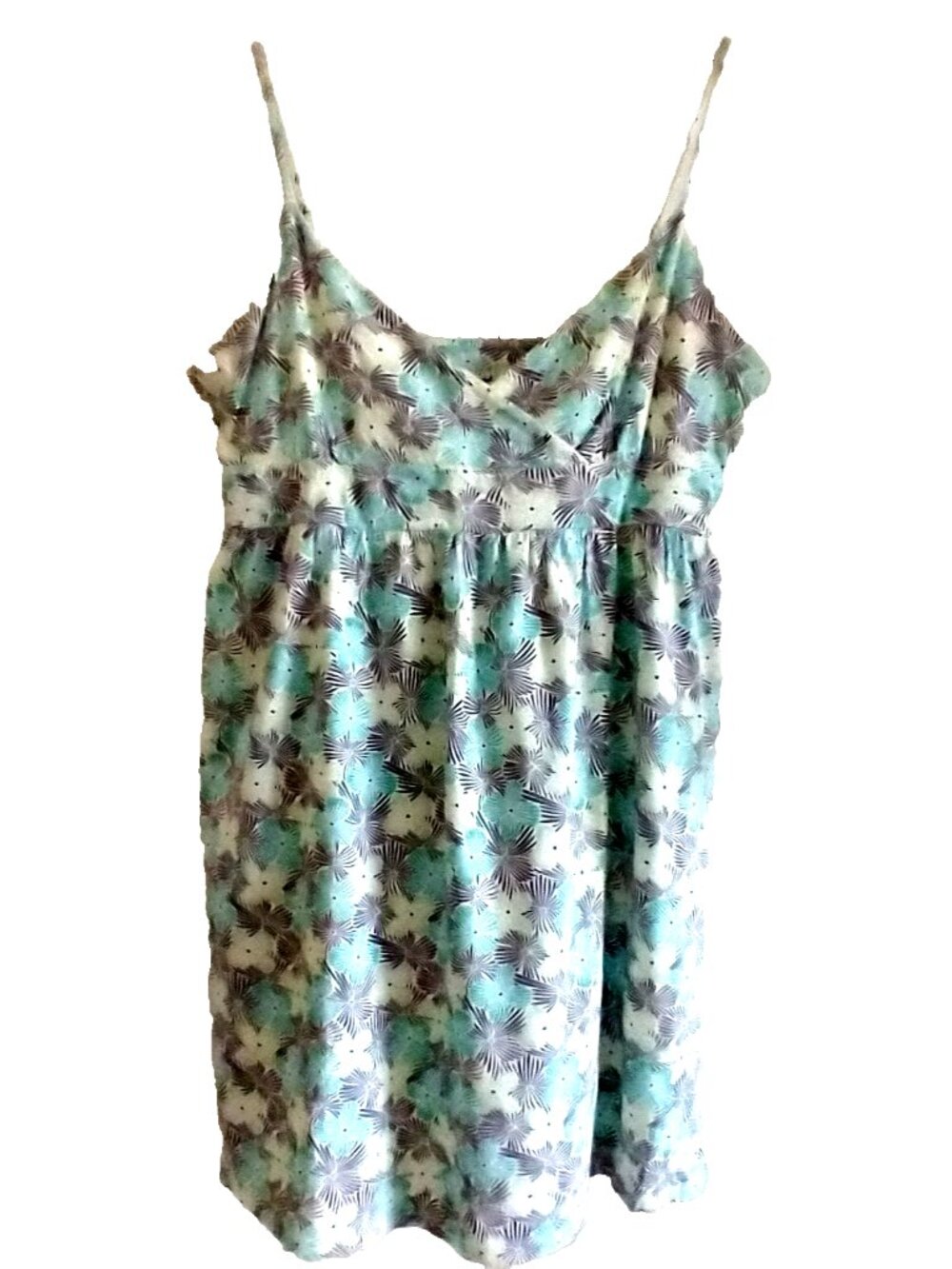 Old Navy Sundress Cotton Knit Adjustable Straps Multi Blue Turquoise - XL